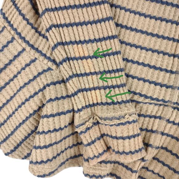 We The Free People Auntie Em Striped Thermal Peplum Top, Women's S 3/4 Sleeve - Picture 7 of 9